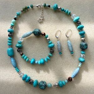 Elegant Turquoise Beaded Necklace Set